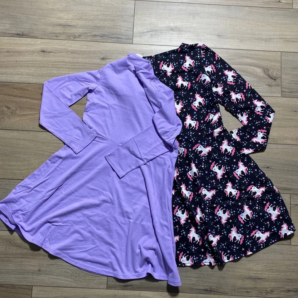 The Children's Place Girls 2-Pack Skater Everyday Dresses‎ Size 16 Unicorn - Picture 9 of 11